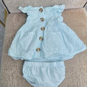 Charming Blue Eyelet Dress Set for Kids